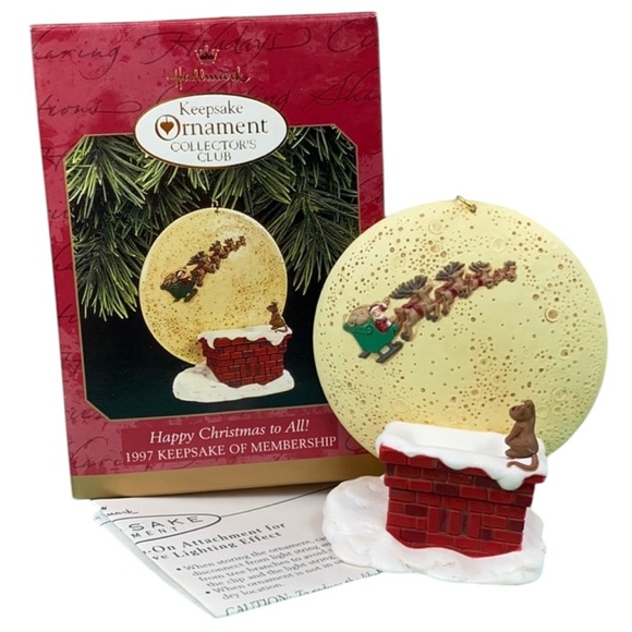 Hallmark Happy Christmas To All 1997 Vintage Keepsake of Membership Ornament - Picture 1 of 16